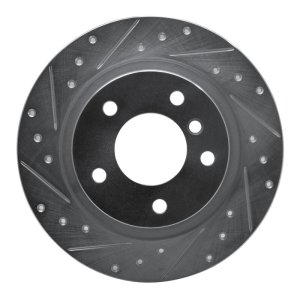 BMW 120i Brake Rotor (1) - Rear Left - R1 Concepts - Drilled & Slotted - Silver - `05-`12